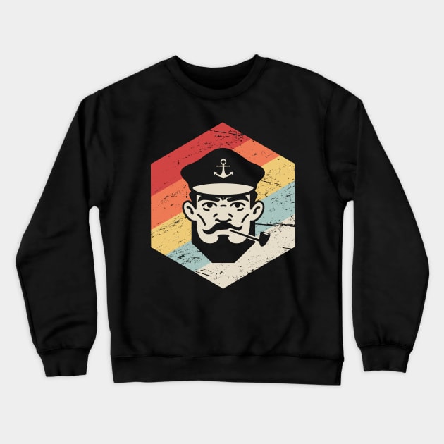 Retro Distressed 70s Boat Captain Crewneck Sweatshirt by MeatMan